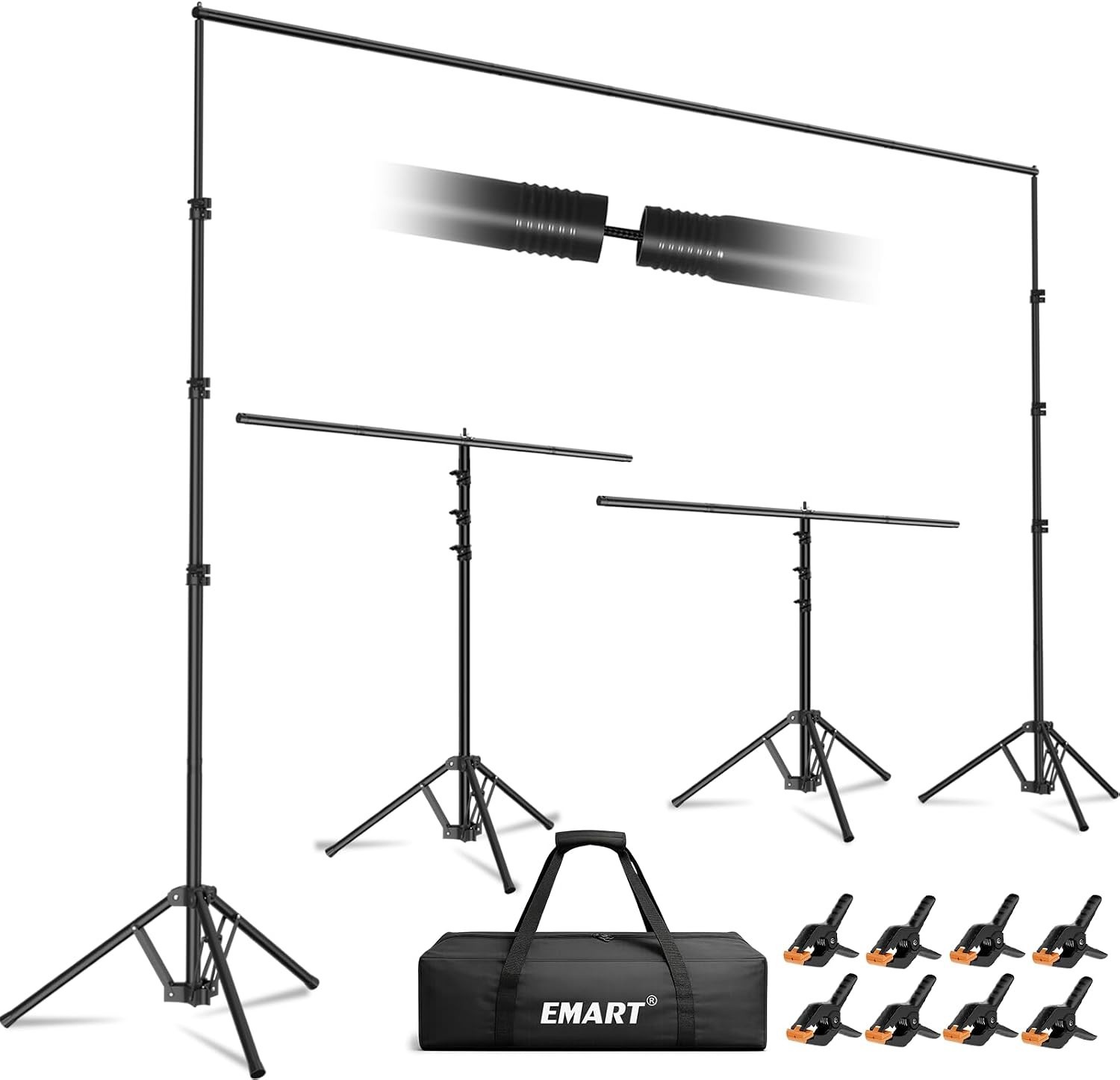 Versatile 10×8.5ft Photo Background Stand Kit with Elastic Rope & Clamps
