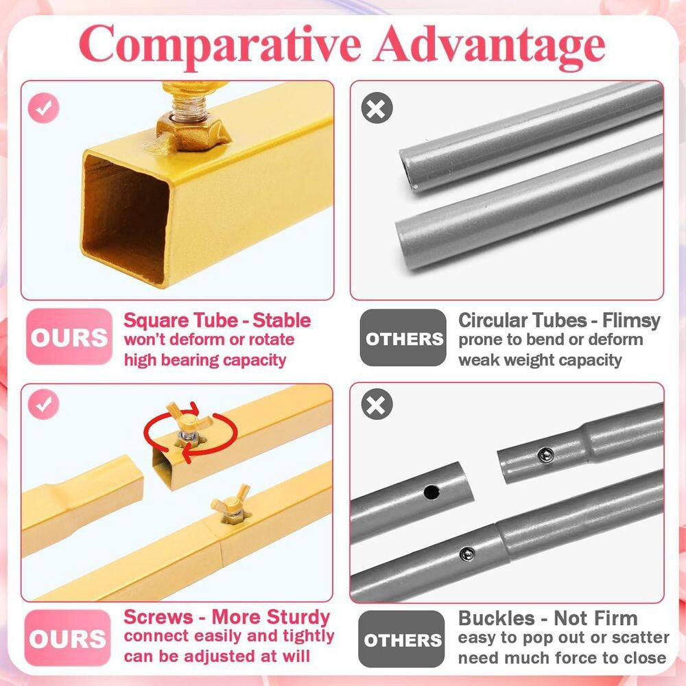 6.6 Ft. X 6.6 Ft. Gold Metal Wedding Arch Backdrop Stand Square Frame Ceremony P