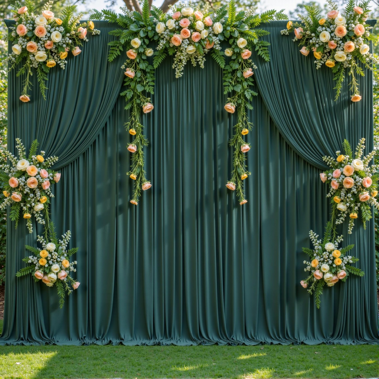50ft x 10ft Wrinkle Free Hunter Green 5′(W) x 10′(H), 10 panels,