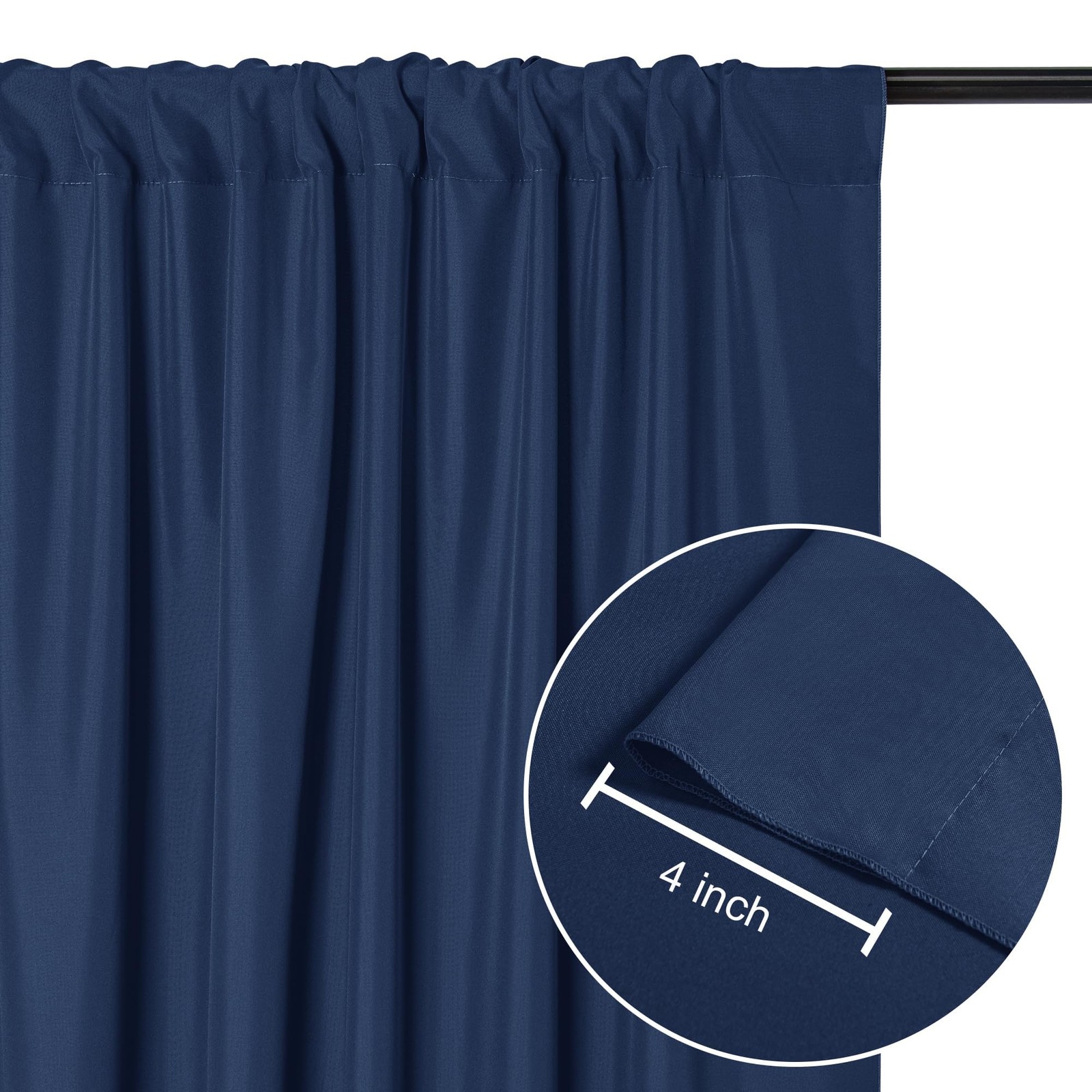 2 PCS 5×10 Ft Navy Blue Backdrop Curtain Panel Photography Background Drape