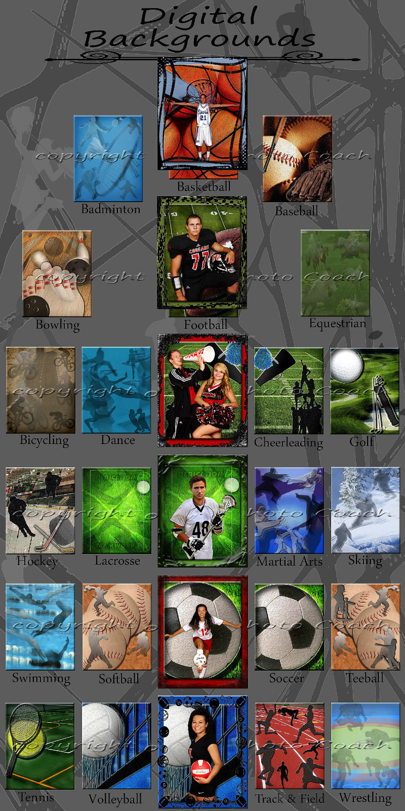 Digital Backgrounds Backdrops Sports Team Trading Cards Photo Memory Mates 1A