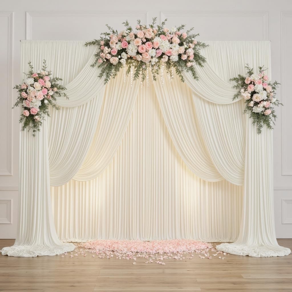 60ftx14FT Wrinkle Free Ivory Backdrop (W)5ft x (H)14ft (12 Panel),