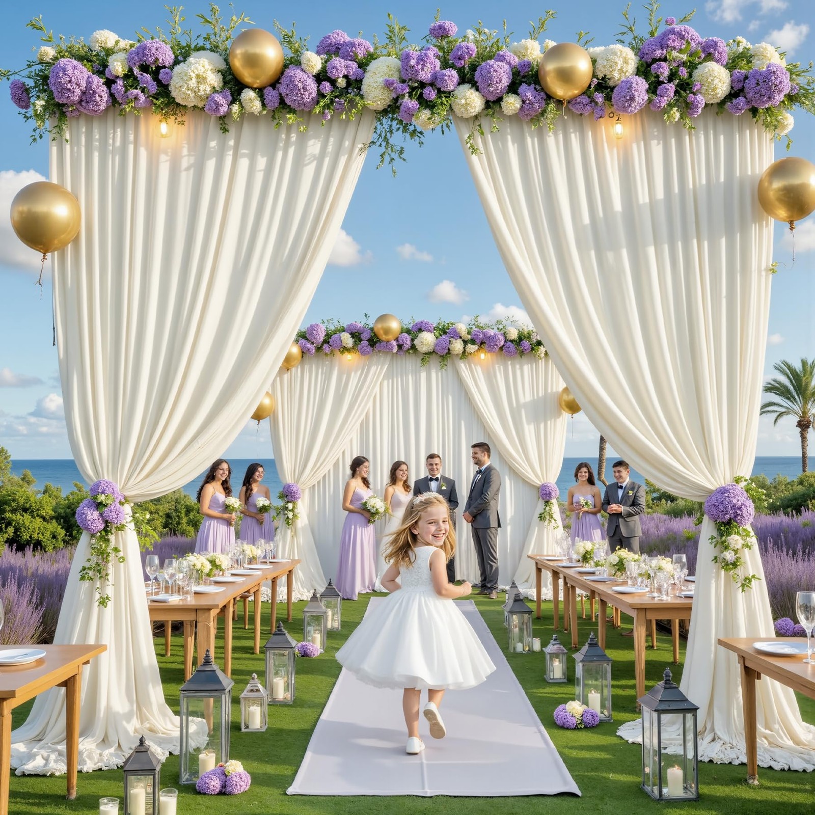 10ft x 8ft Photo Backdrop Curtains Ivory Wrinkle-Free Polyester Fabric Backdr…