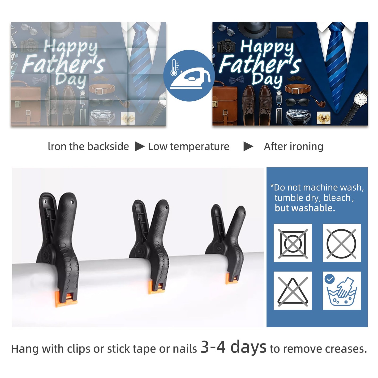 Father’s Day Decorations Party Kit 73x44in Happy Backdrop 60 Balloons