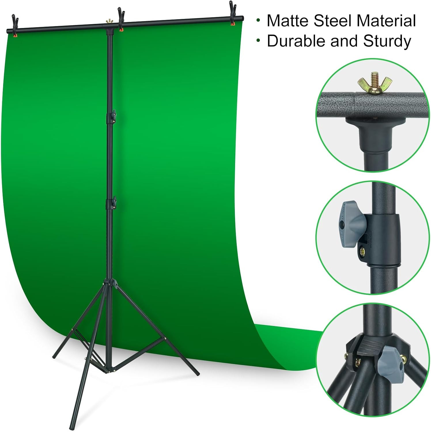 store Green Screen Backdrop Kit 5X6.7Ft, Portable Green Screen Stand with T-Shap