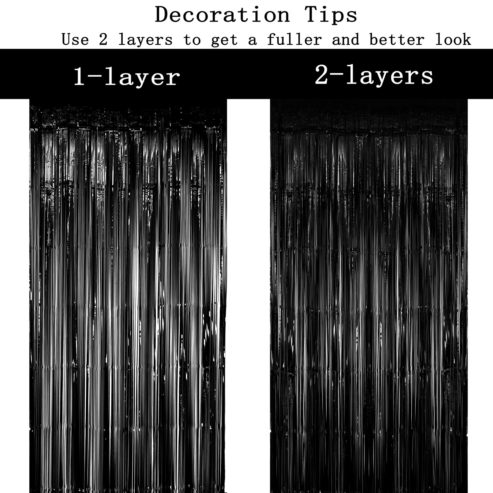 Black Green Metallic Tinsel Foil Fringe Curtain – Tropical Jungle Safari Anim…