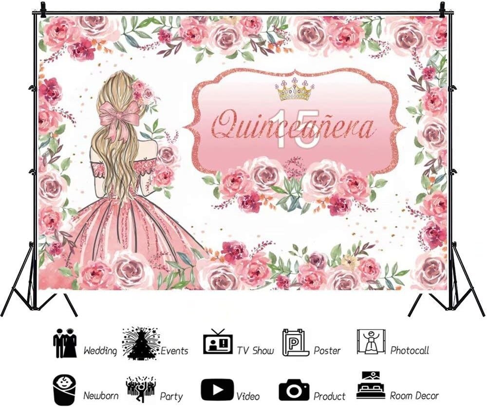 Girls 15th beautiful Birthday Photography Backdrop 9x6ft Princess Dress