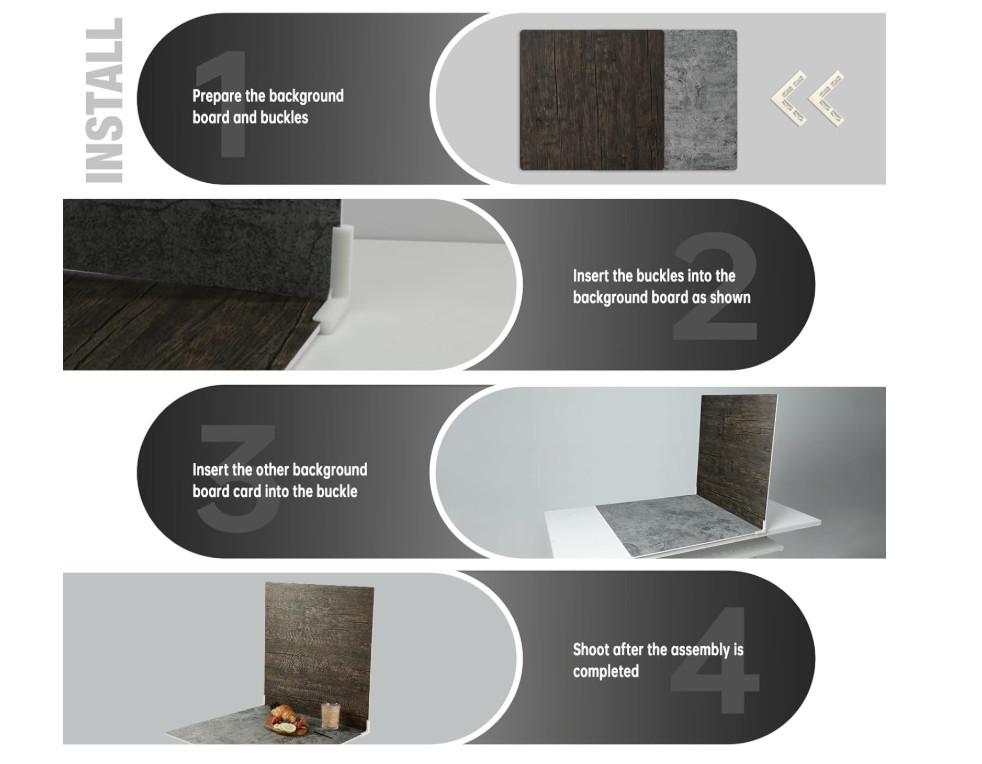 2 PC Photography Background 24×24 Inch, BEIYANG (Black Walnut+ Dark Gray+ White)