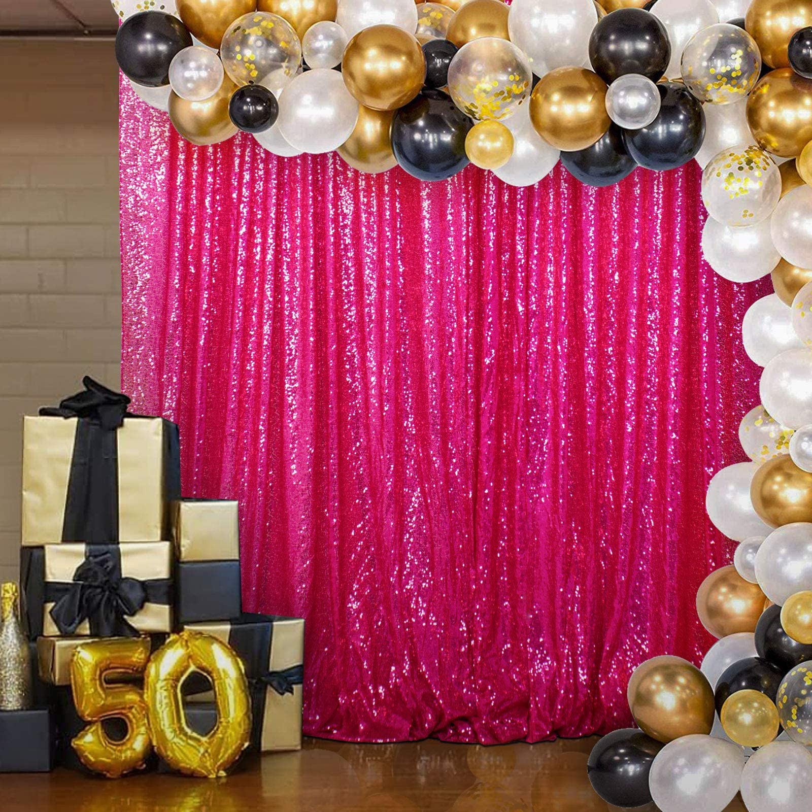 7×7 Feet Fuchsia Glitter Sequin Backdrop Christmas Wedding Party Photography