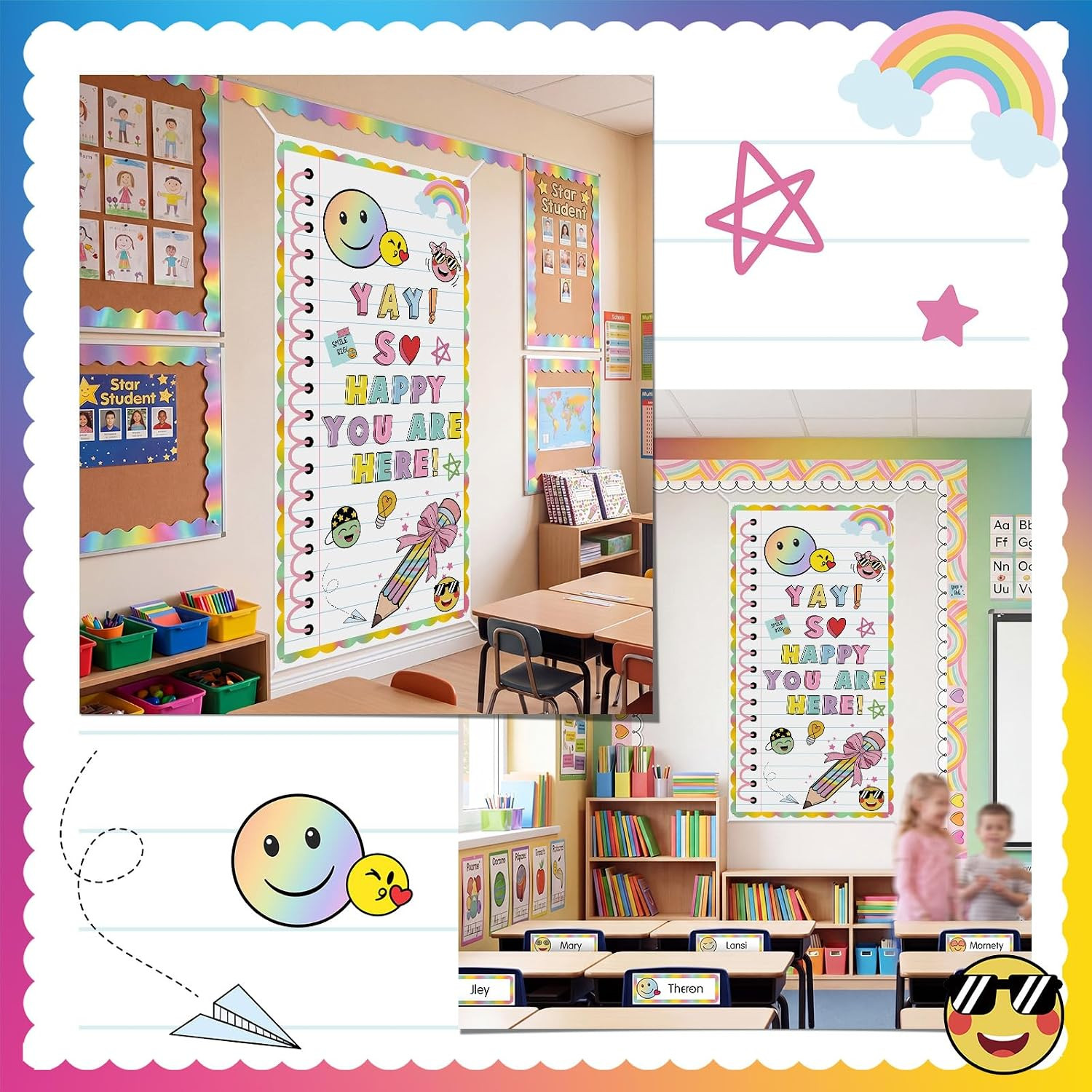 Classroom Welcome Door Cover Composition Notebook Back to School Banner Welcome