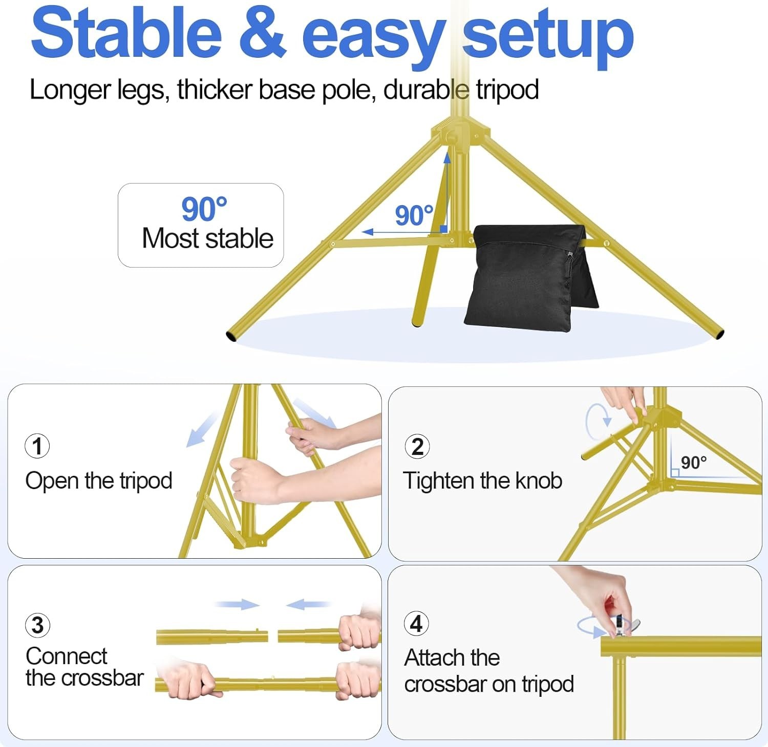 Sturdy 10x7ft Backdrop Stand with Crossbars & Sandbags for Events – Gold Finish