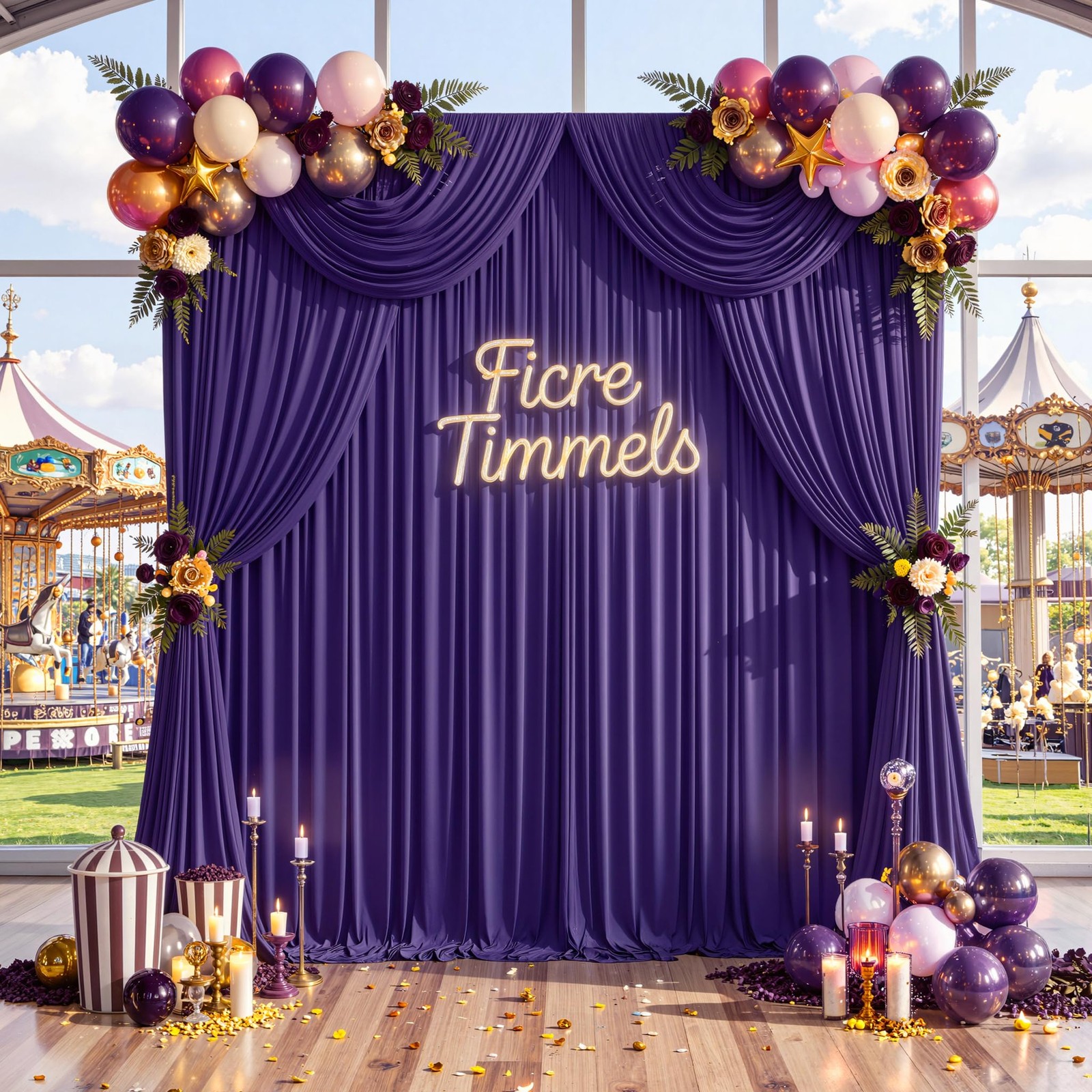 20 ft x 10 ft Purple Backdrop Curtain for Parties, 5ft x 10ft 4 Panels Polyes…
