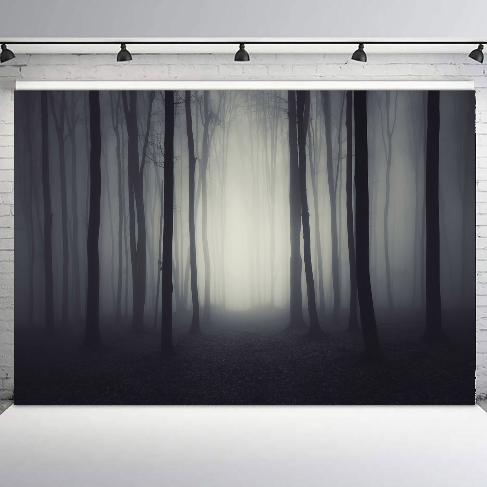Full Moon Gloomy Spooky Cemetery Crow Halloween Vinyl Backdrop Photo Background