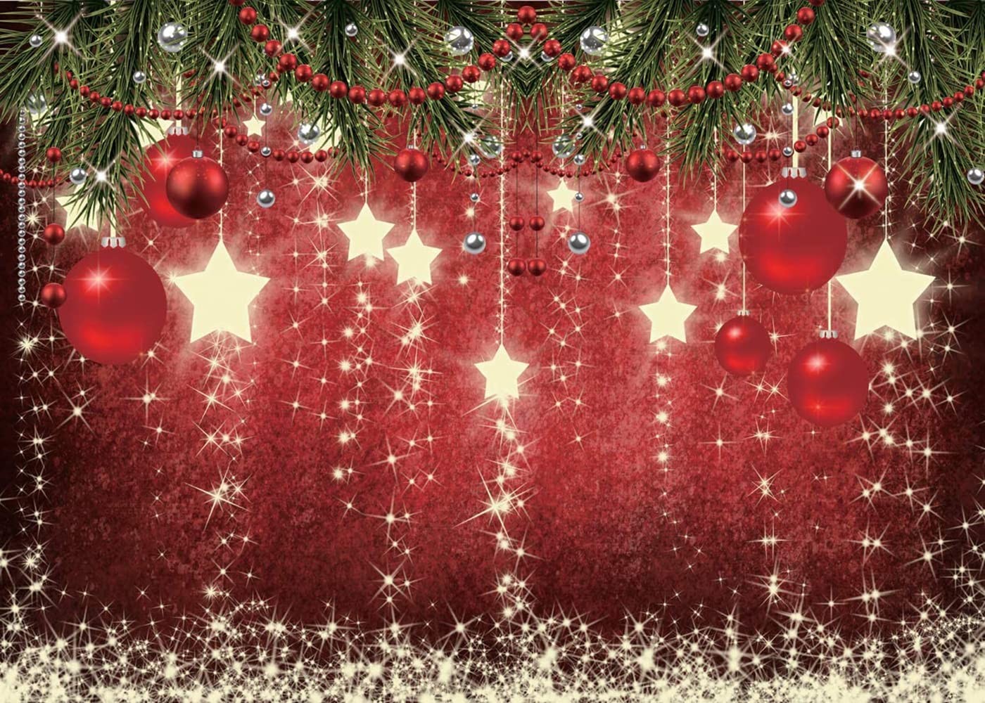 7x5ft Red Christmas Backdrop, Holiday Party Decoration, Winter New Year Photo