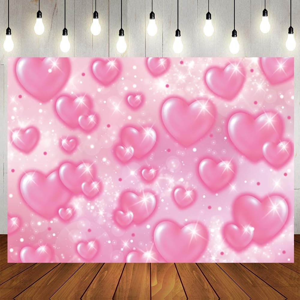 LTLYH 7×5ft Pink Heart Photo Backdrop Early 2000s Party 7x5ft, pink