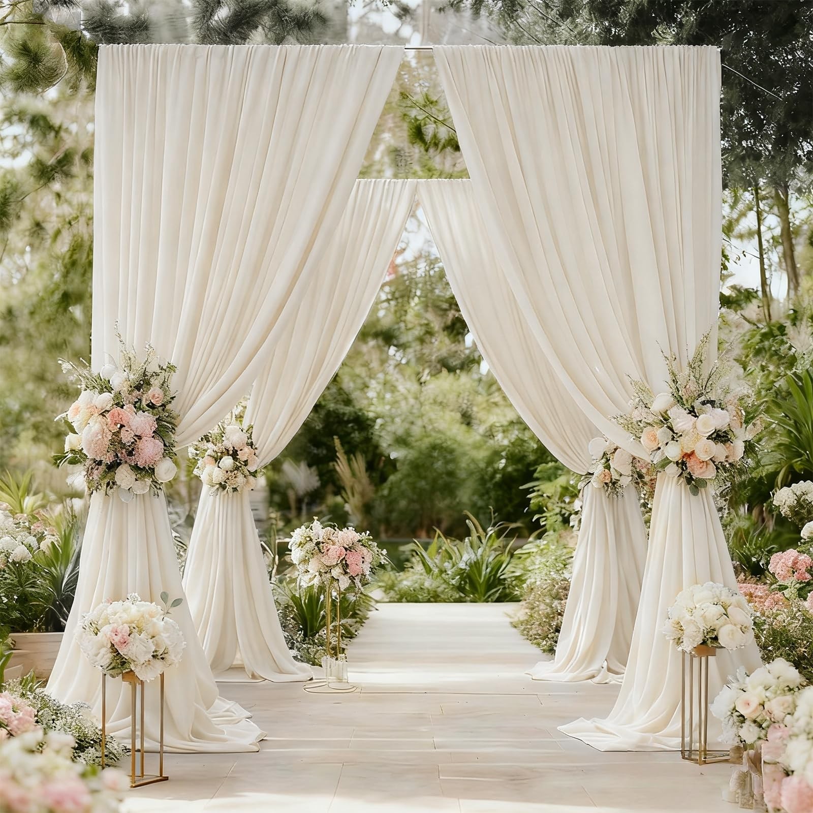 10x10ft Ivory Backdrop Curtains WrinkleResistant Drapes Party Wedding 2 Panels