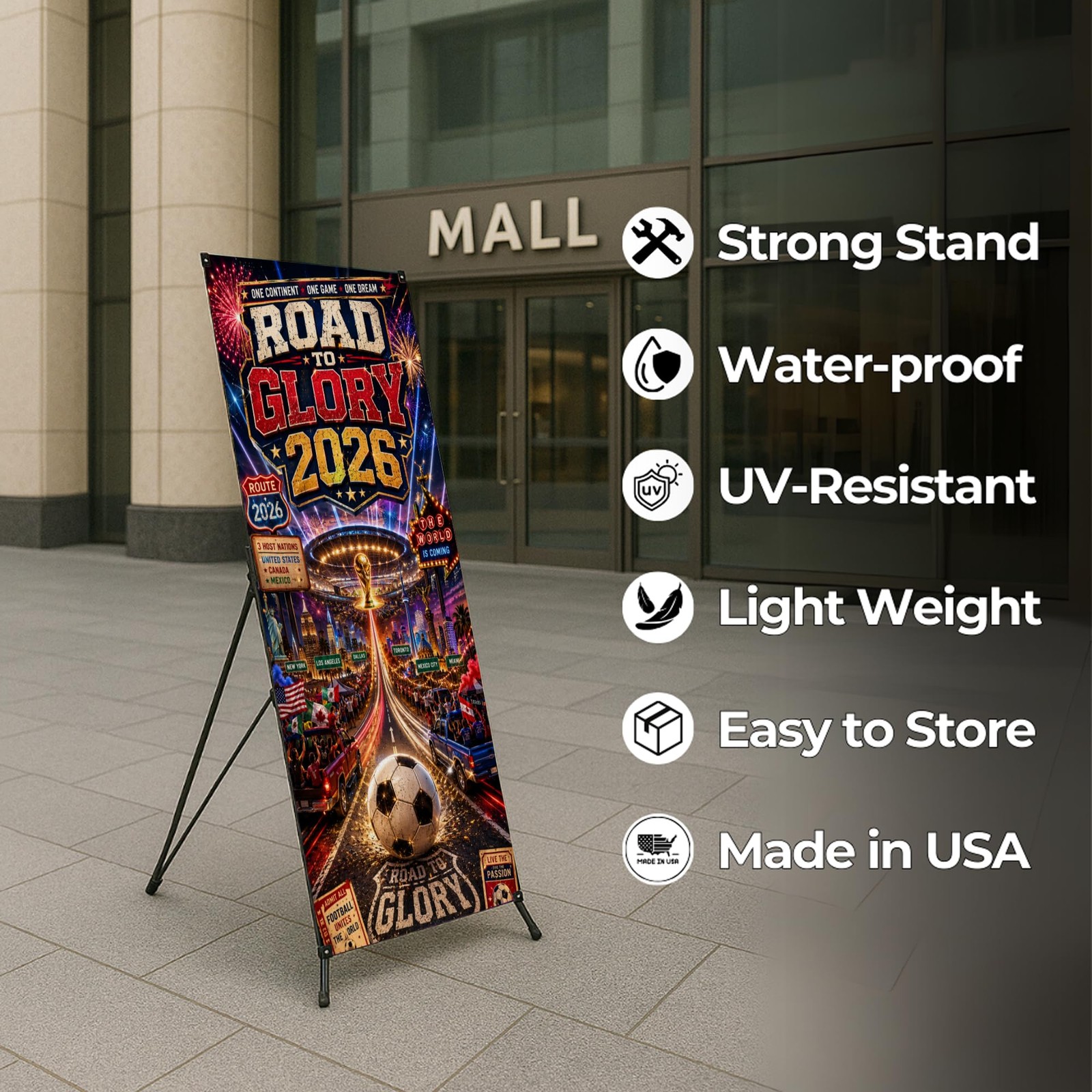 X-Stand Banner Display for Soccer Decorations by DC Compatible with F1FA | Fo…