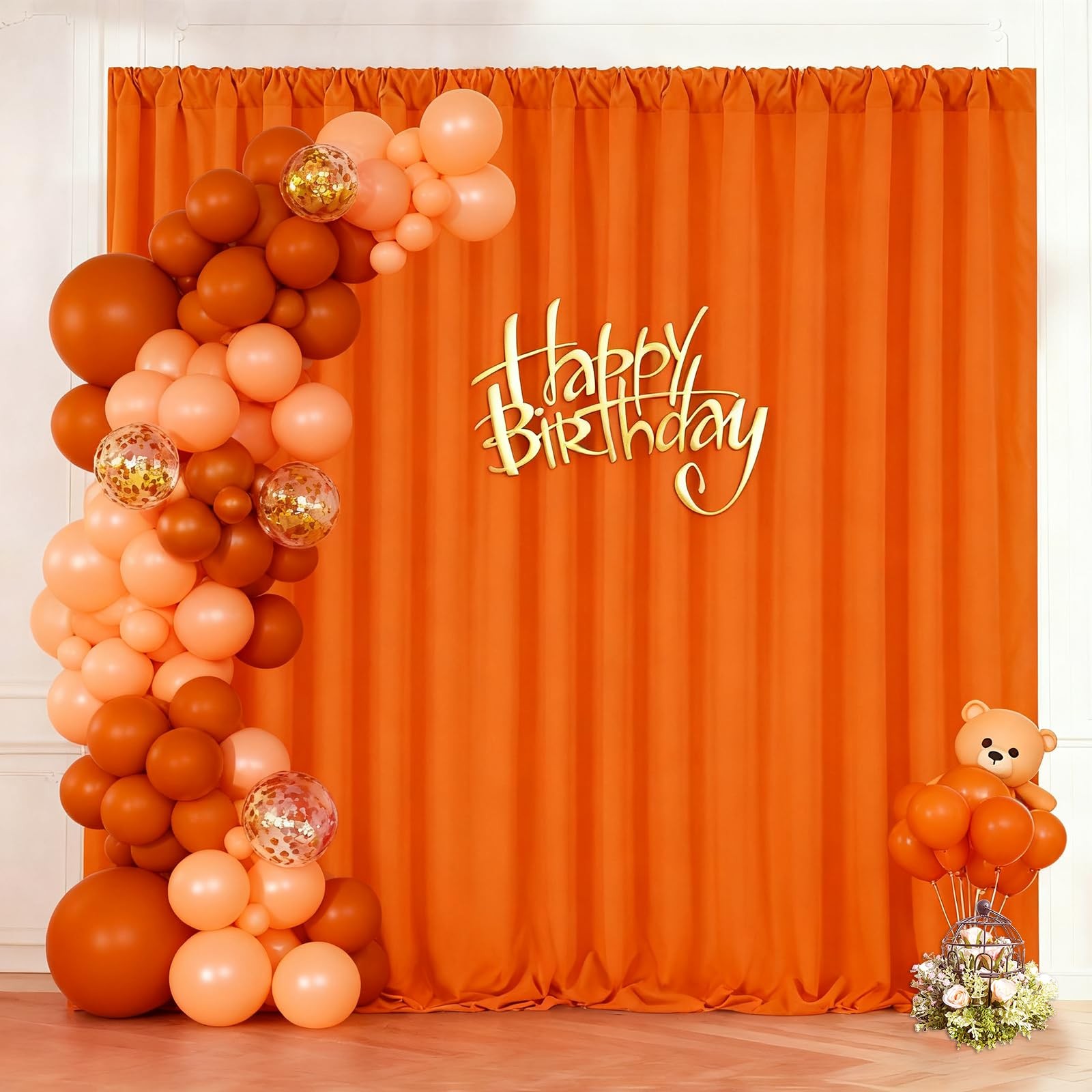 10×8 Ft Orange Backdrop Panels Polyester Curtains Fabric Wall Stage Drapes
