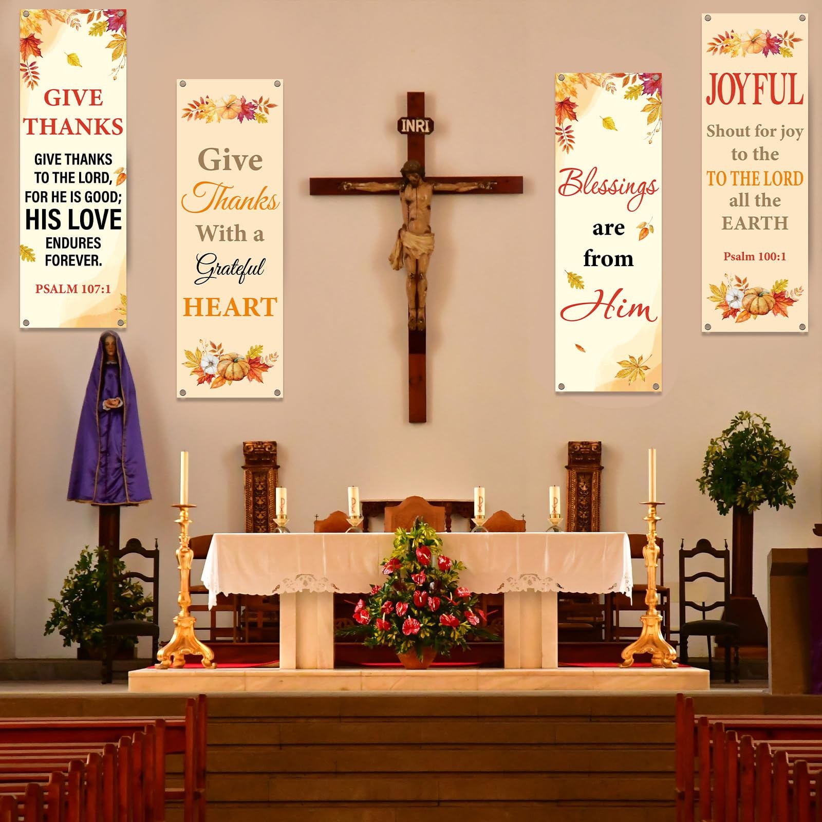 4Pcs Church Banners for Sanctuary Wall Welcome Inspirational Religious Banner…