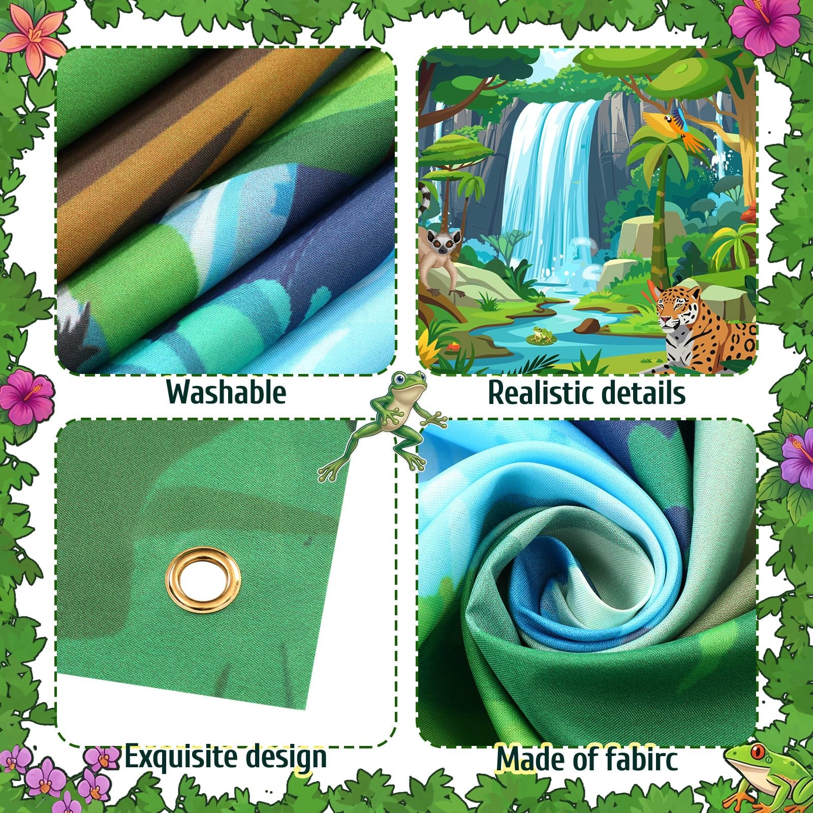 9 x 6 ft Rainforest Theme Backdrop Sets for Vbs Rainforest Decoration Bulk Va…