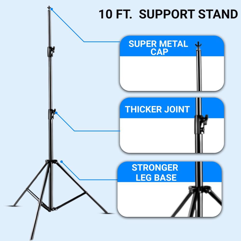 Raya 9.8ft Photography Background Backdrop Stand Triple Crossbar Studio Kit