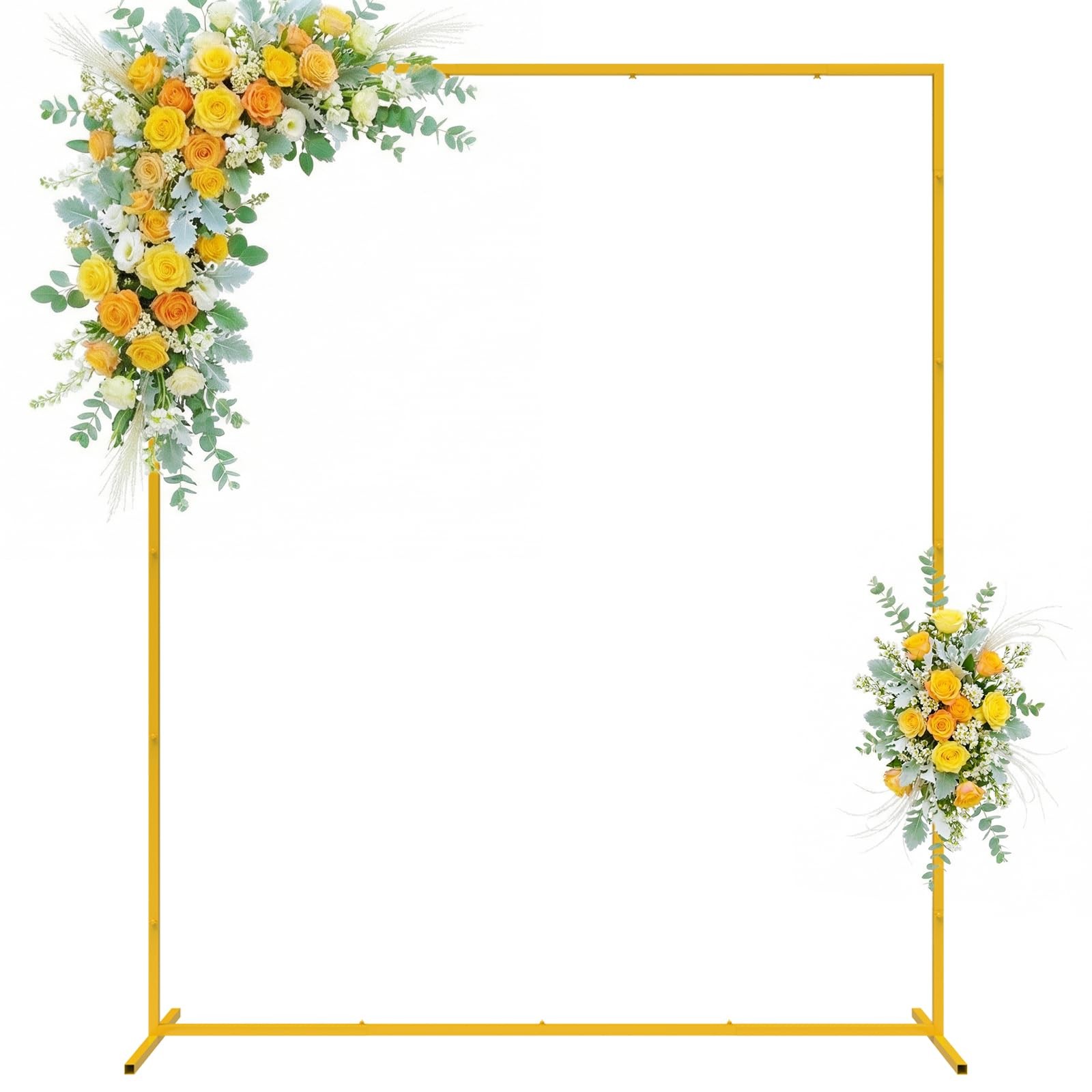 Backdrop Stand Square Wedding Arch 6.6FT x 5.2FT Gold Metal Balloon Arch Back…