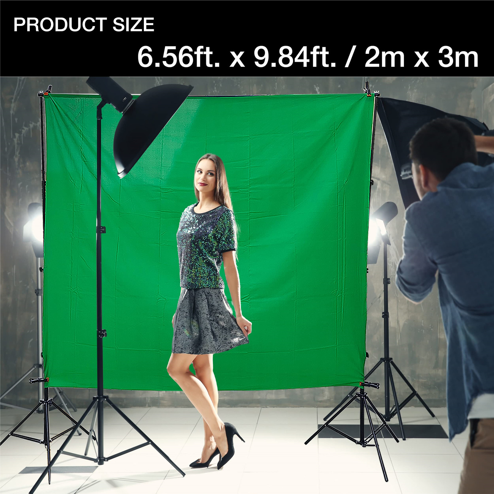 Green Screen Backdrop Stand Kit 6.56×9.85ft Photography Background Support Stand