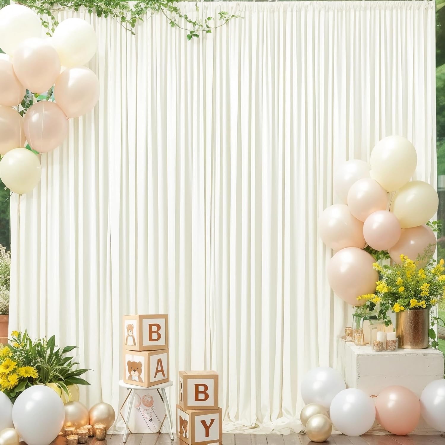 Ivory Backdrop Curtain for Wedding Parties Wrinkle Free Ivory Photo Curtains …
