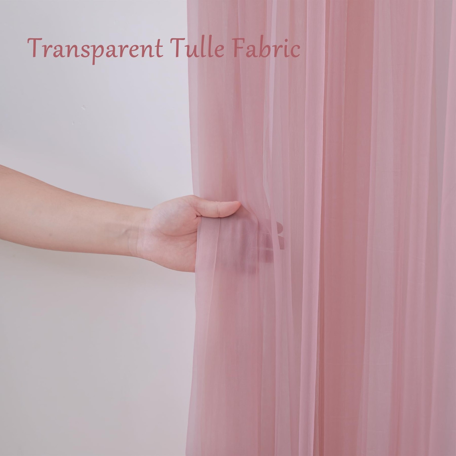 10×10 Ft Dusty Rose Tulle Backdrop Curtains Sheer Wedding Photo Background