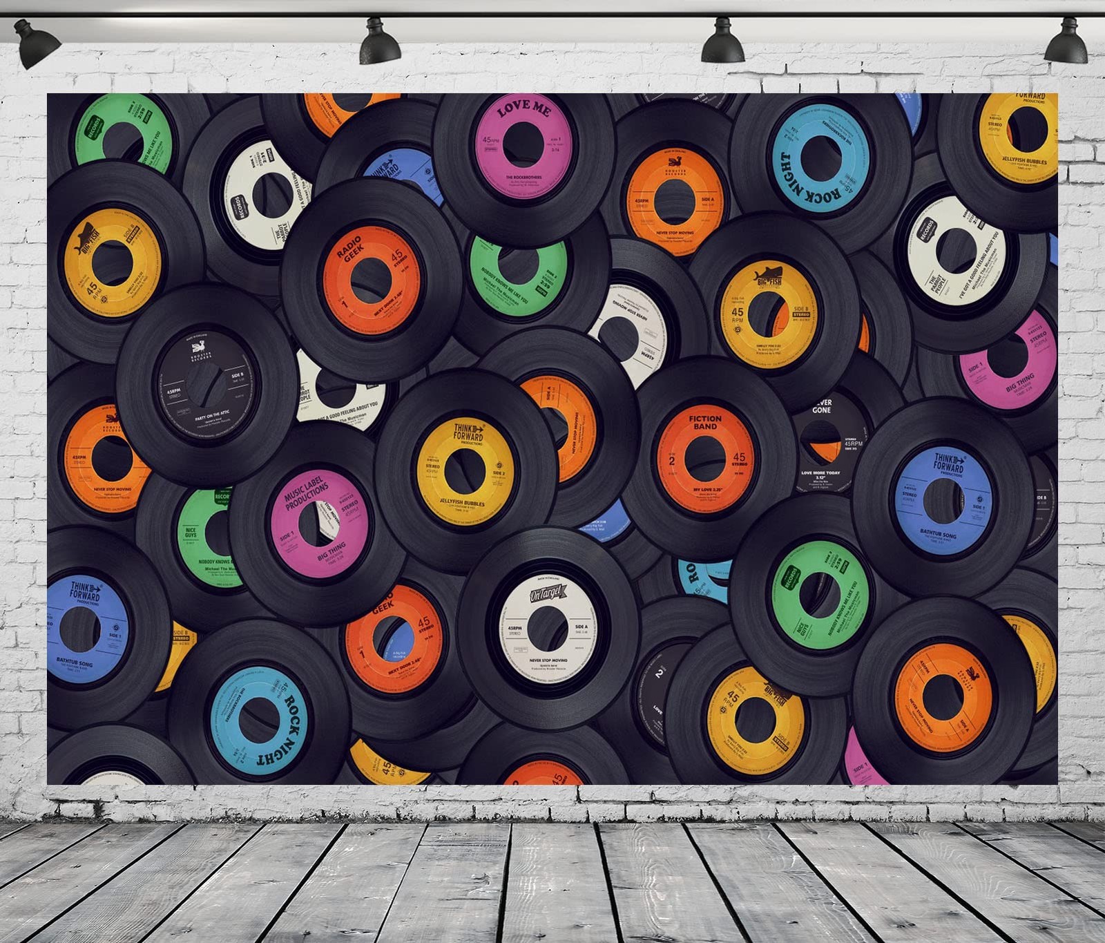 BELECO 7x5ft Fabric Retro Music Records Backdrop 1950s Rock 7x5FT, A11404
