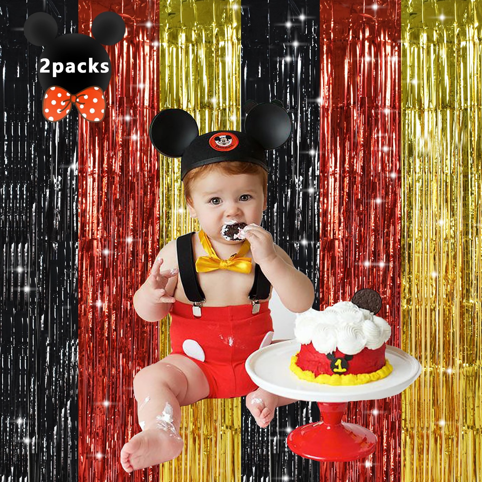Black Red Gold Door StreamersBlack Red and Gold Photo Booth Backdrop Metallic…