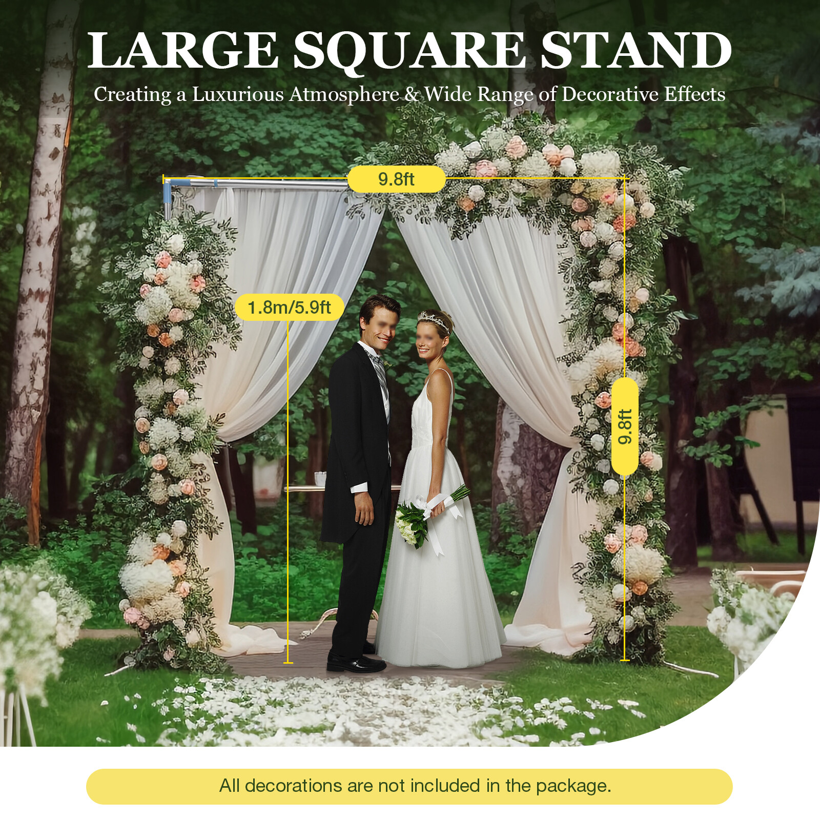 10ft Backdrop Stand Pipe Kit Adjustable Wedding Arc Photography Stand Heavy Duty