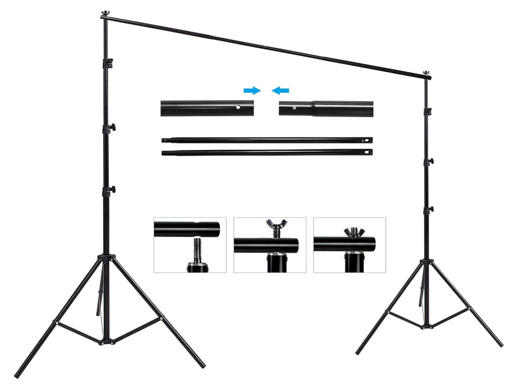 Photo Background Support System with 8.5 x 10ft Backdrop Stand Kit, 100% Whit…