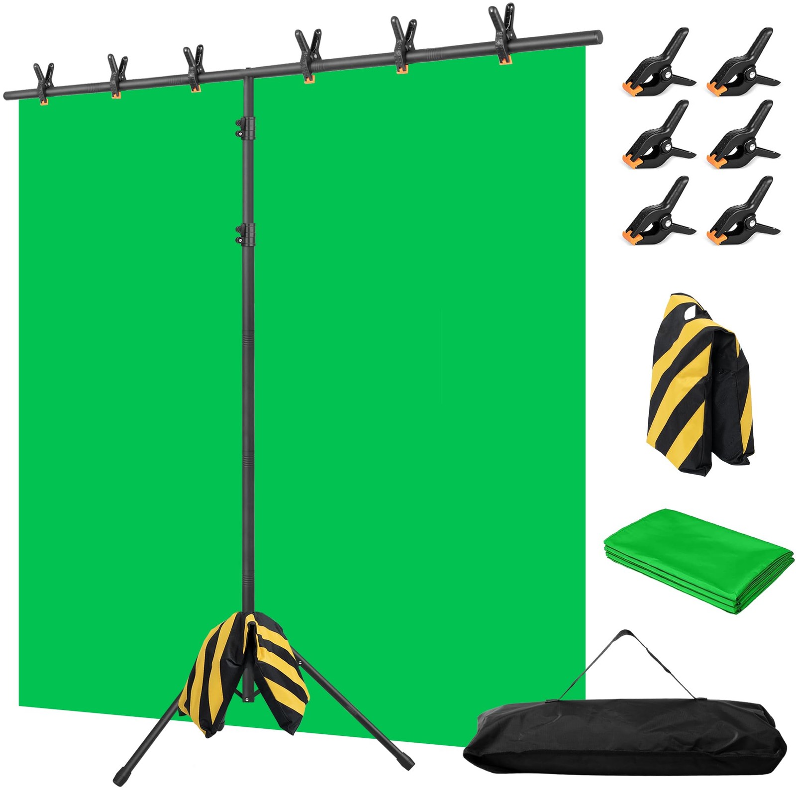Green Screen Backdrop with Stand, 8×7.2ft Portable Greenscreen Background wit…
