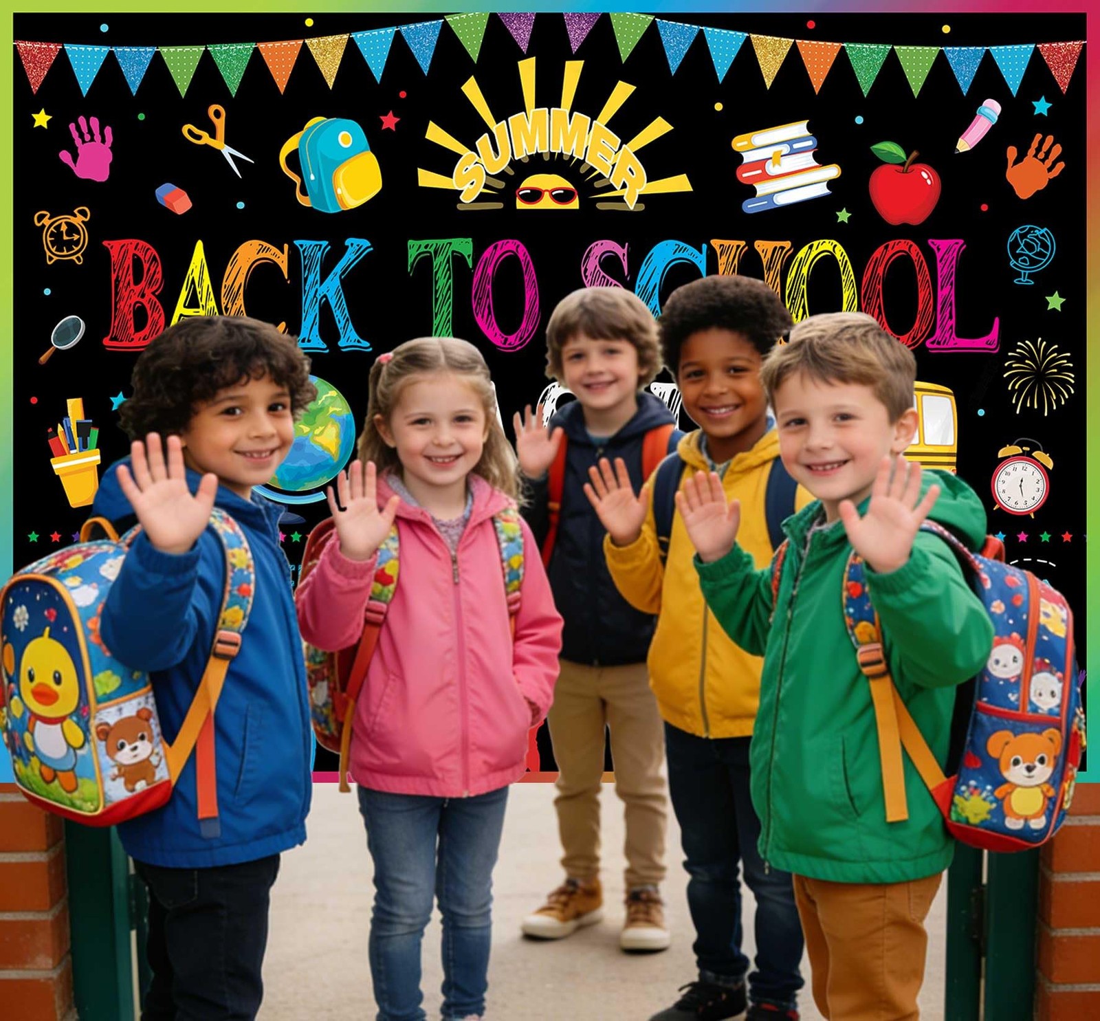 Back to School Bash Backdrop 6x4FT Celebrating The End of Summer Goodbye Summ…
