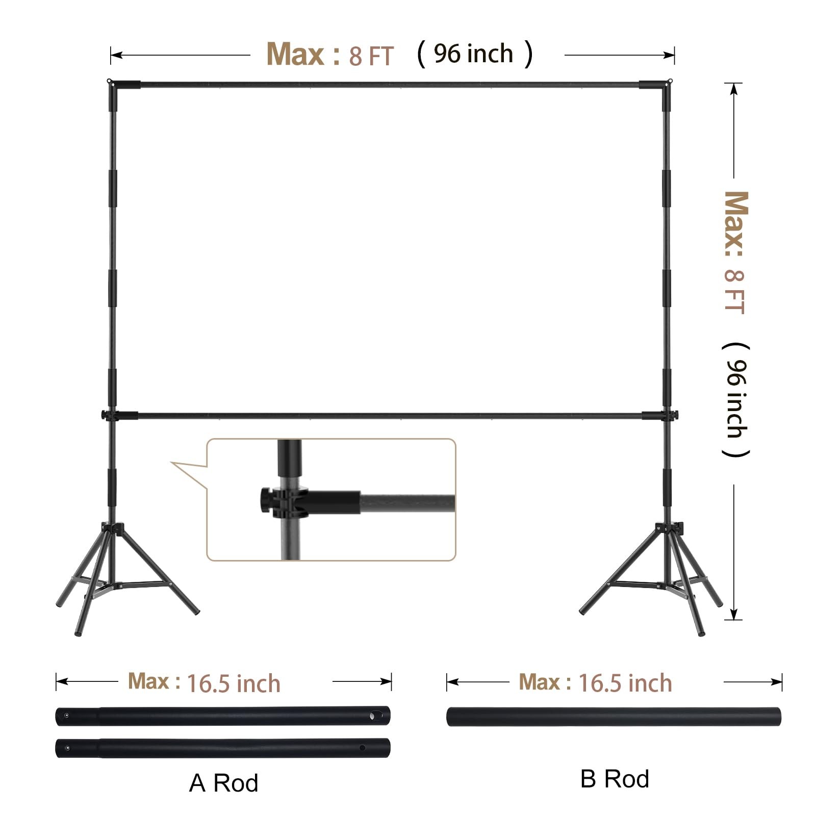 Backdrop Banner Stand,8 x 8 Ft Heavy Duty Adjustable Background Stand Photo B…
