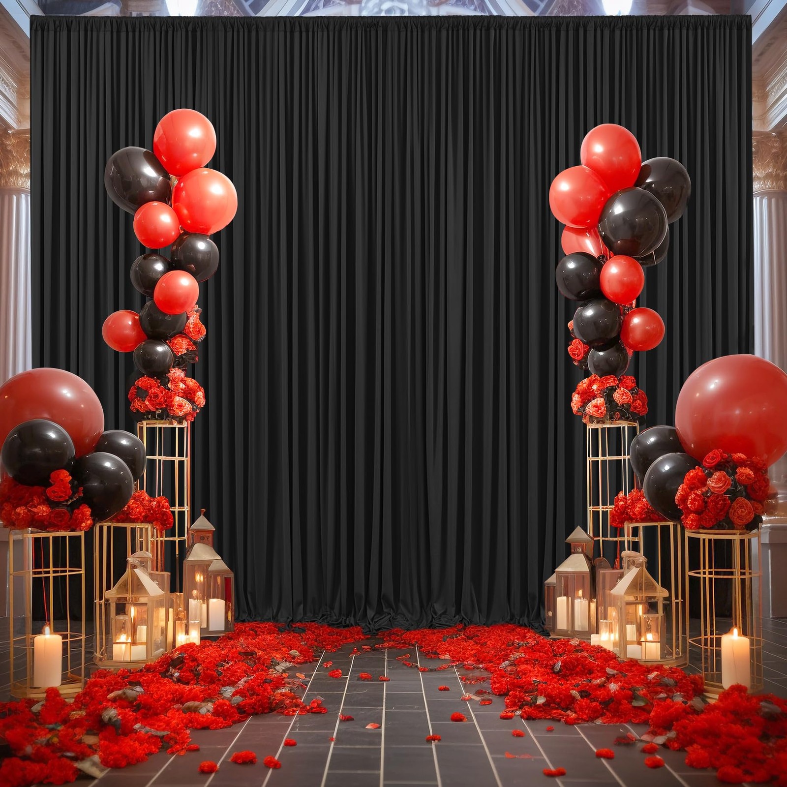 10x12ft Black Backdrop Curtains for Wedding/Photography 5ft x 12ft Drapes