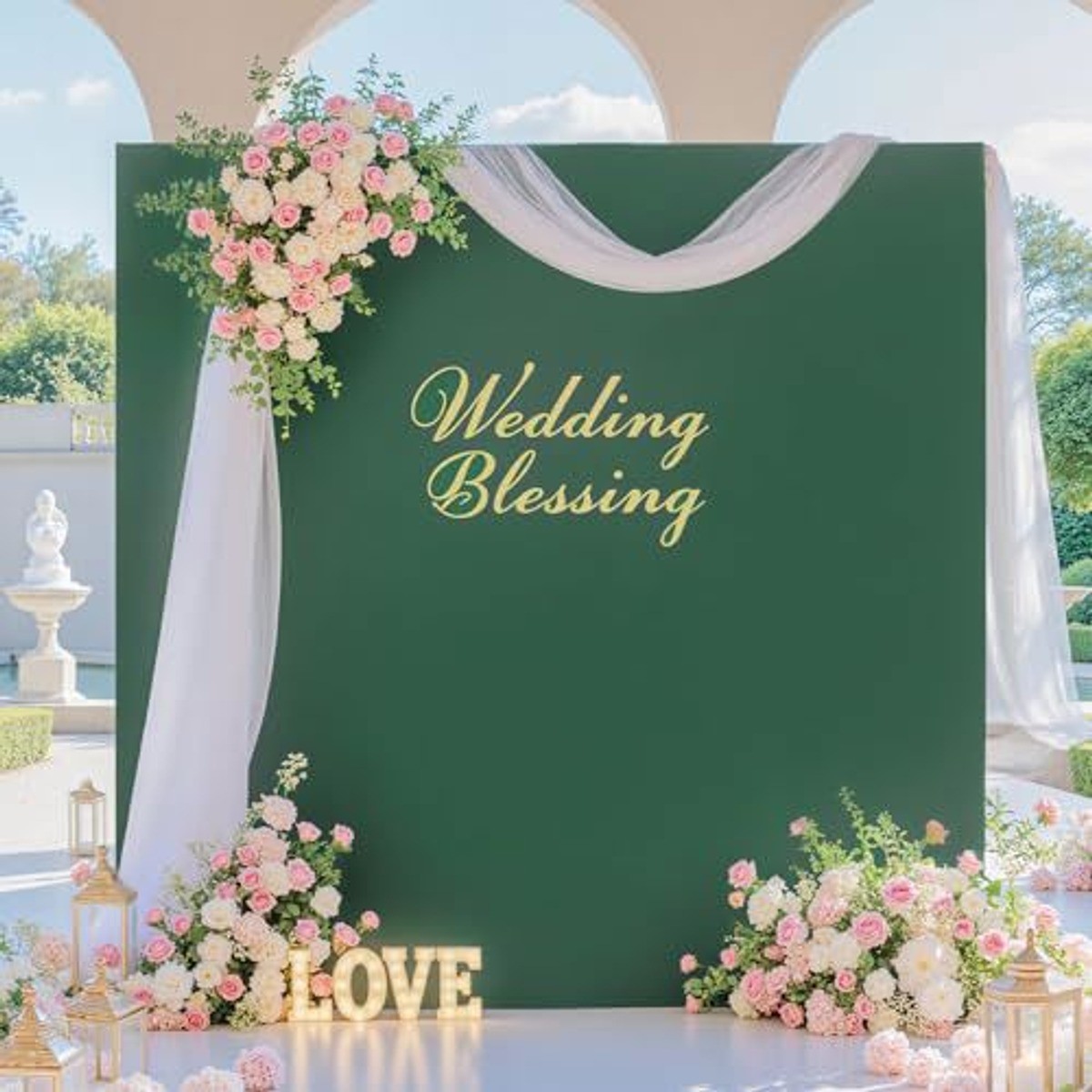 6.6×6.6 Ft Hunter Green Square Arch Spandex Backdrop Cover Party Photo