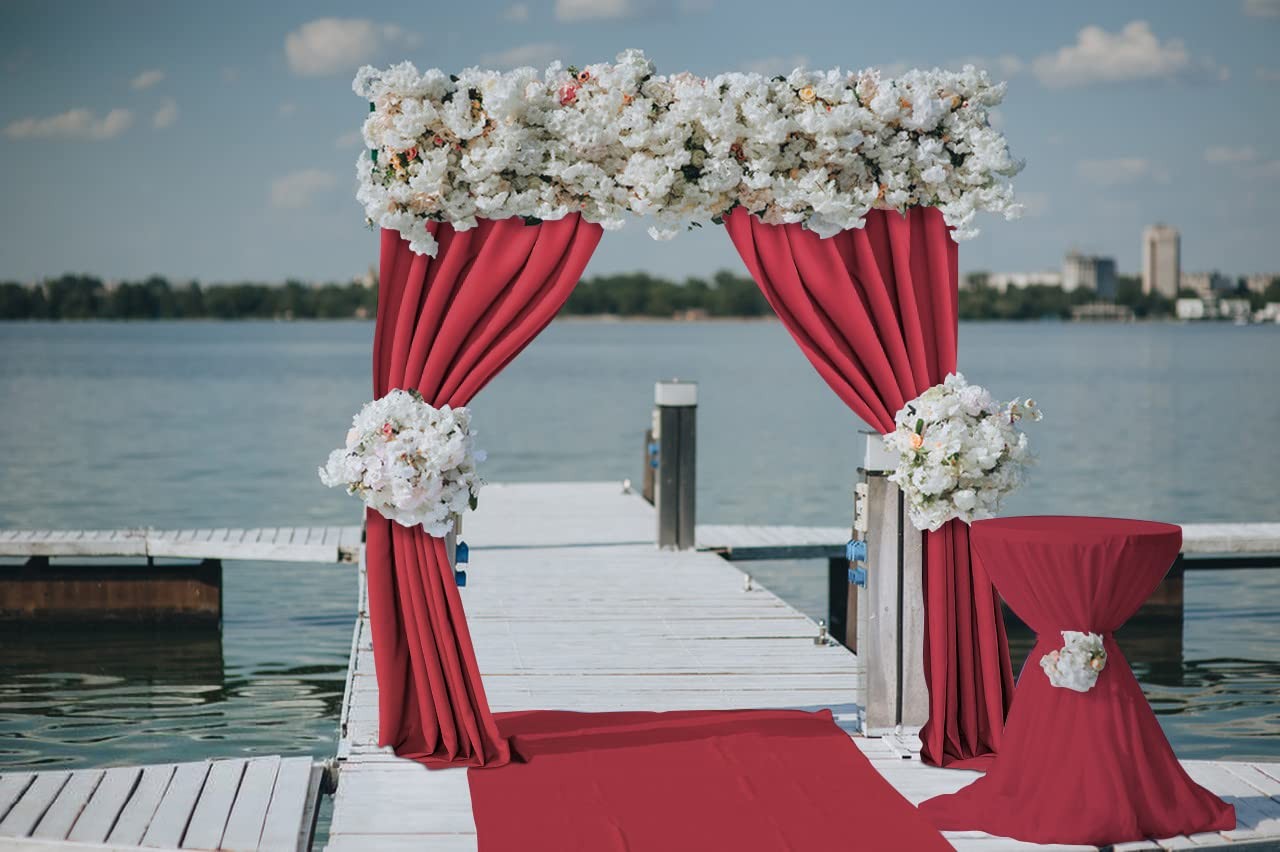 2 Pack Christmas Red Backdrop Curtains Wrinkle-Free 5x7ft Wedding Party Decor