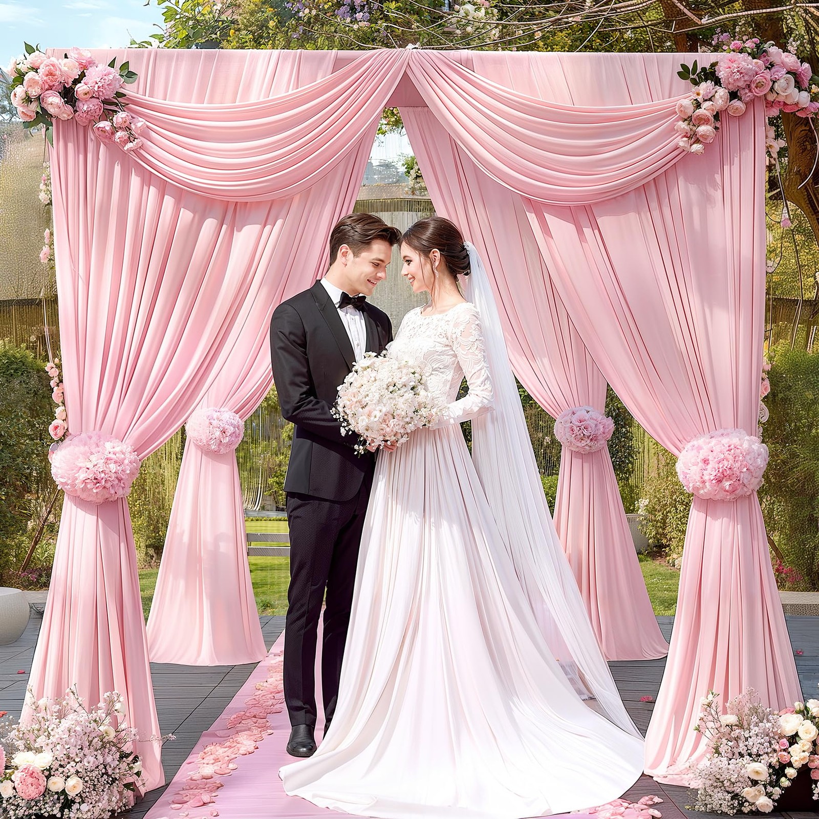 10x10ft Pink Backdrop Curtains for Wedding Parties Free Pink Curtains Photo B…