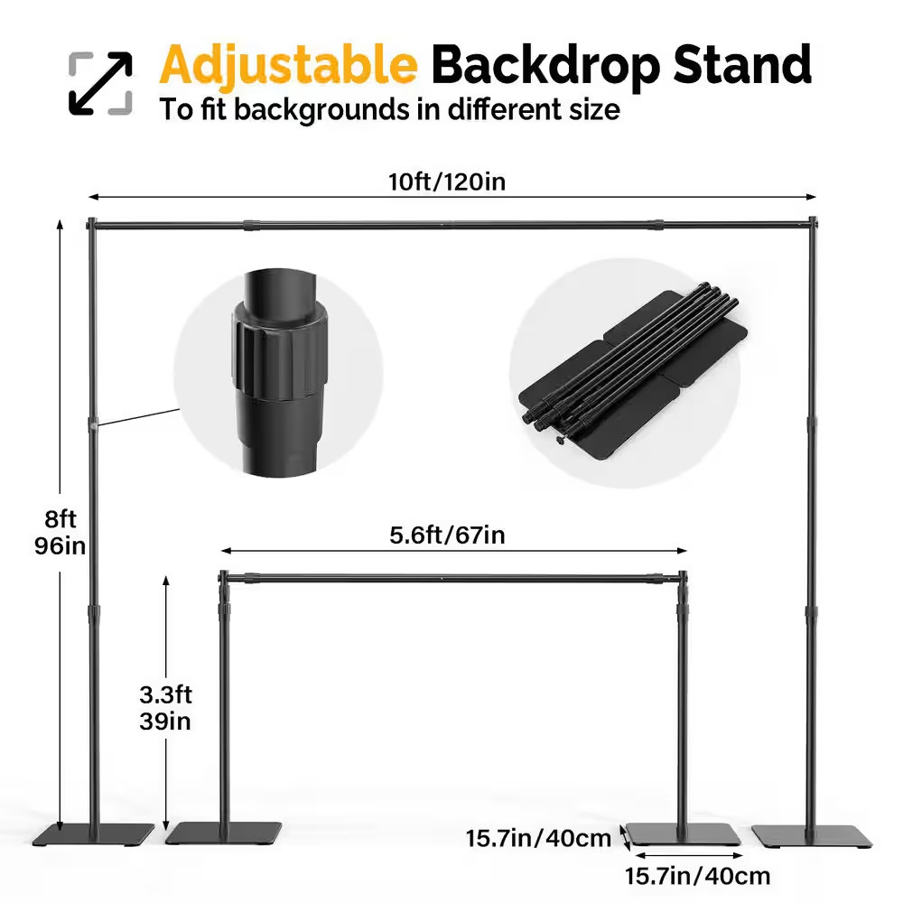 96 In. X 120 In. Backdrop Stand, Arbor for Wedding, Birthday Party, Photography,