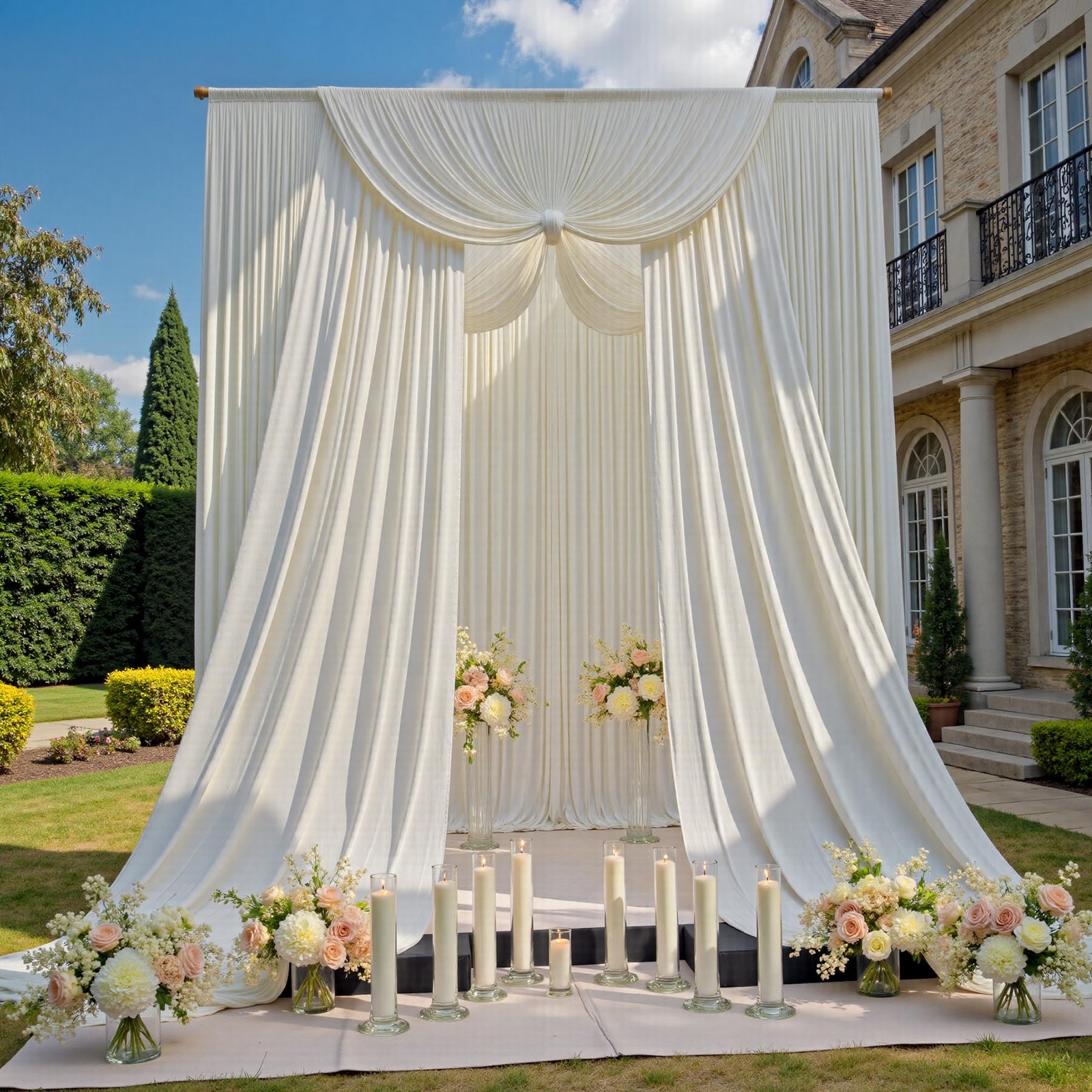 20ftx12ft Beige Backdrop Curtains for Parties, Free Polyester Beige Photo Bac…