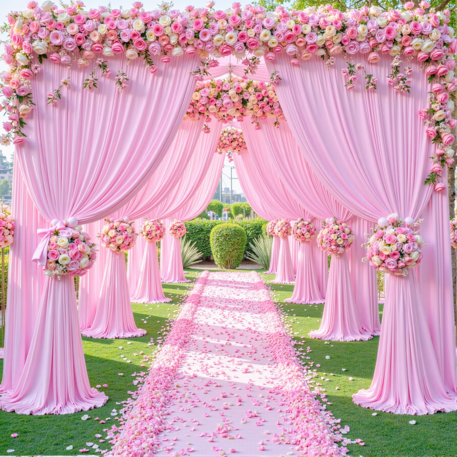 20ft x 10ft Free Pink Wedding Backdrop Curtains for Party Bridal Shower Recep…