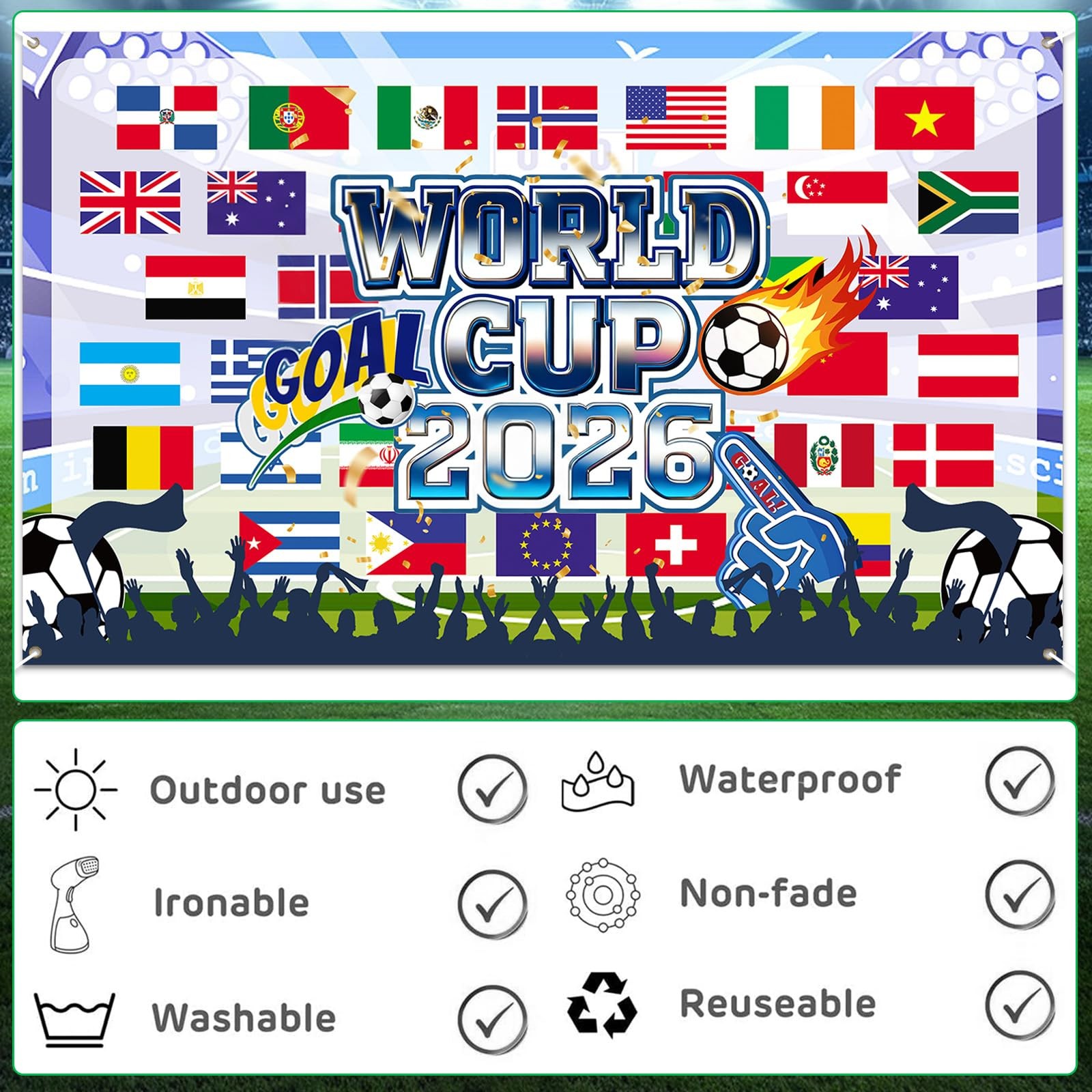 World Cup Football 2026 Tournament 43×71 inches, Multicolored