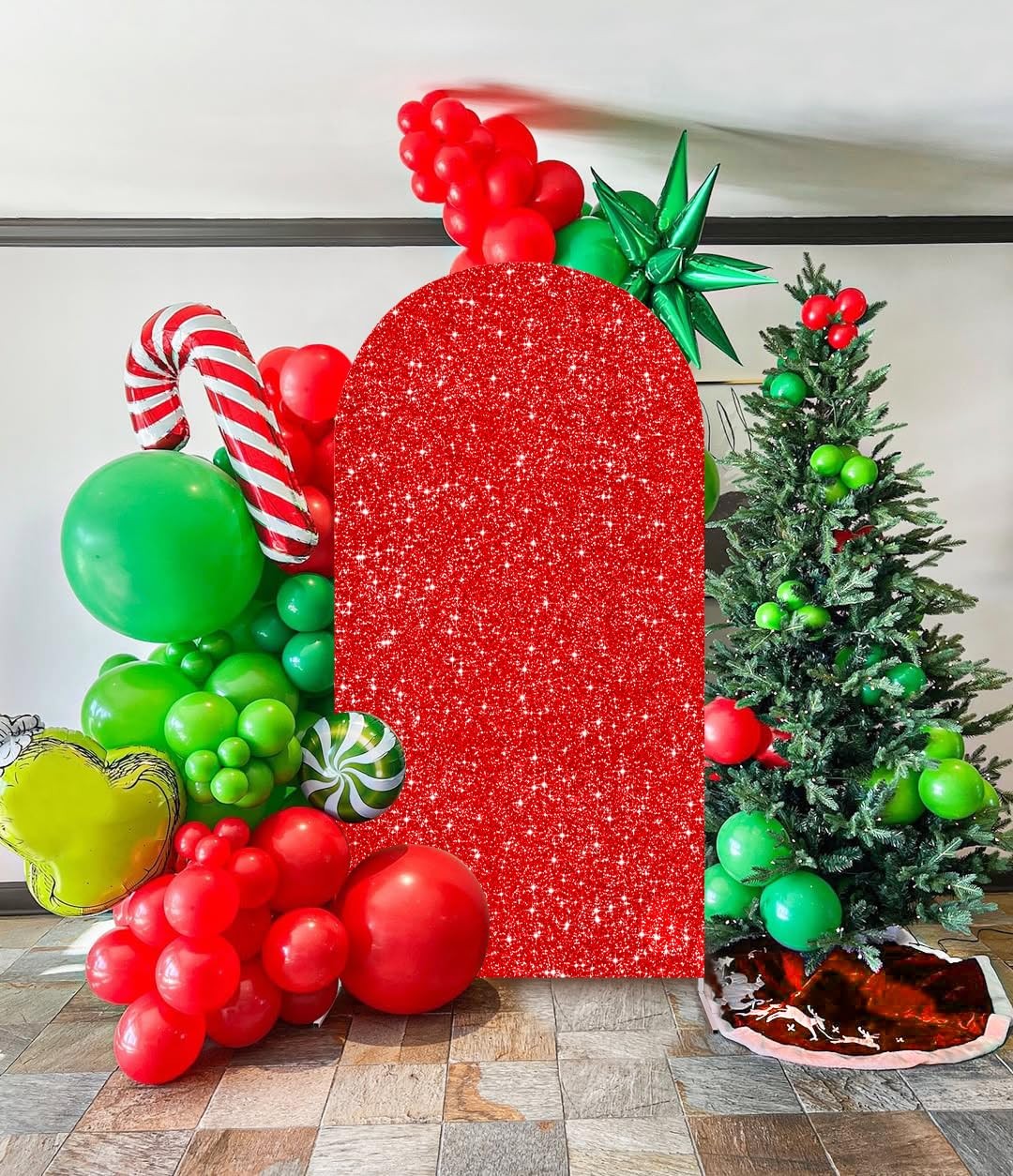 Sequin Arch Backdrop Cover 6.6Ft Wedding Red Christmas 6.6FT,