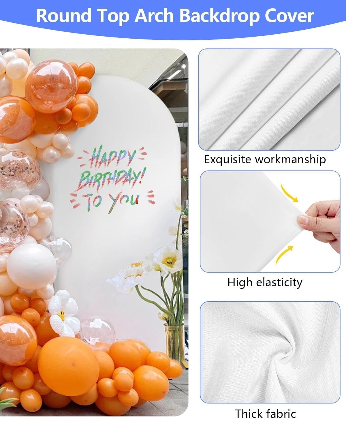 Metal Arch Backdrop Stand and Cover Set of 2 (7.2 ft/6 ft, White), Wedding Ar…