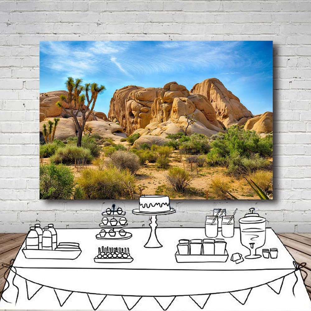 7x5FT Desert Backdrop Odd Trees Rocky Mountains Cactus Natural Beautiful Scenery