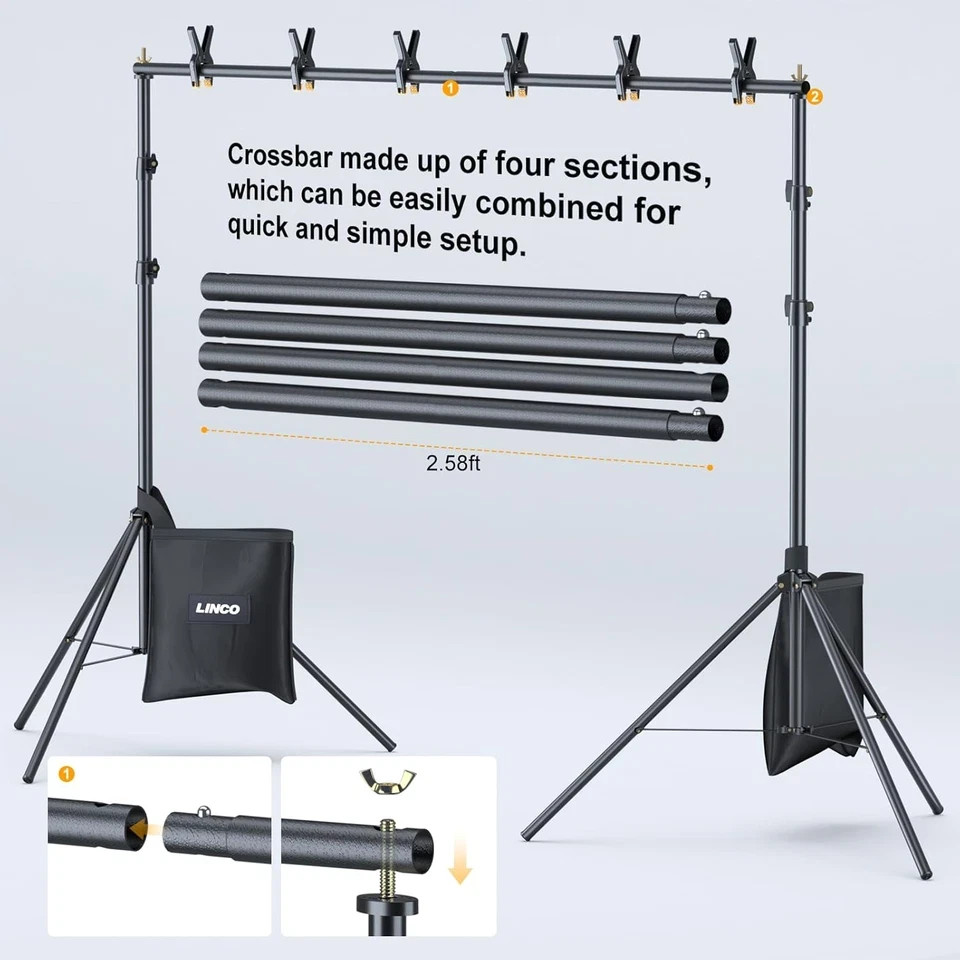 Backdrop Stand for Parties Kit 10X7 Ft Adjustable Back Drop Photography Studio P