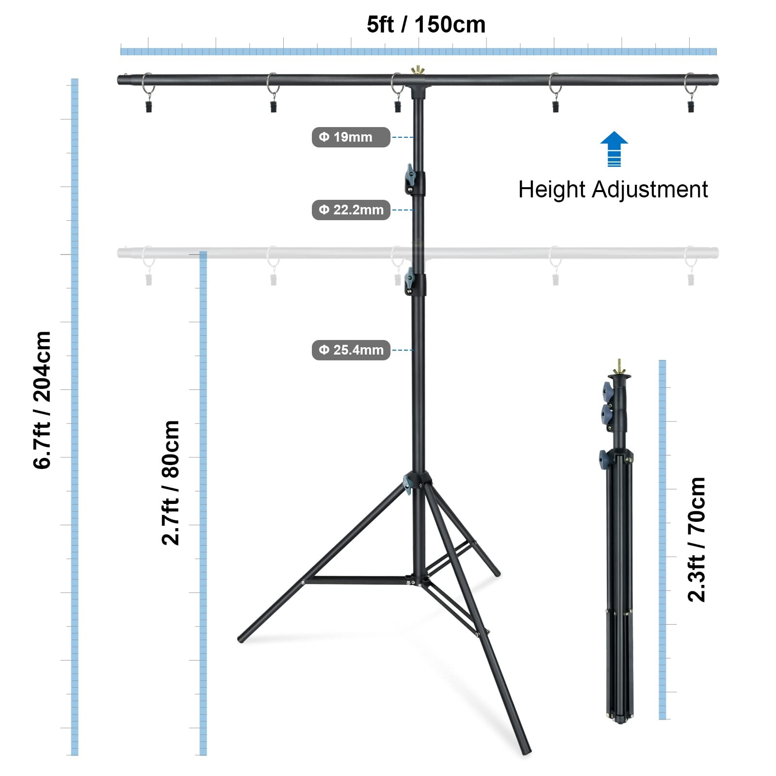 Lincostore Zenith Portable T-Shape Background Backdrop Stand Kit 1.5x2m – 1.5…