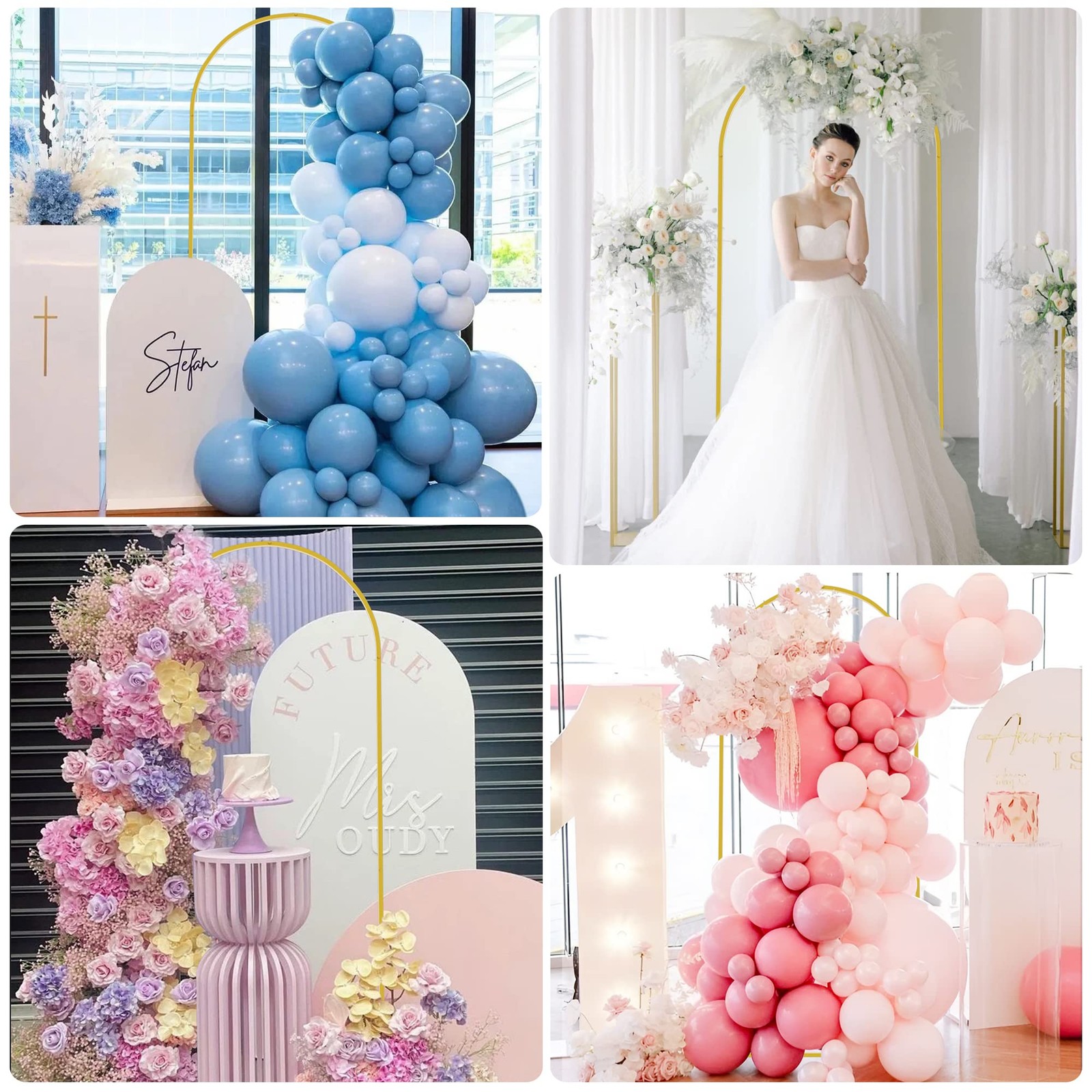 Metal Arch Backdrop Stand 6ft Gold Wedding Balloon Arched Backdrop Stand Square